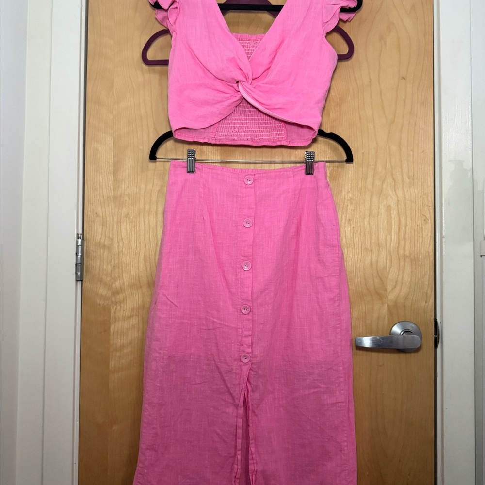 Pink Button-Down Skirt